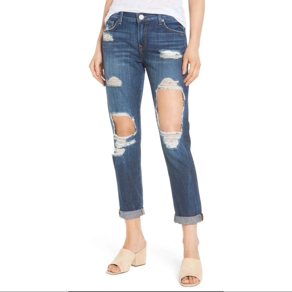 🔥NEW TRUE RELIGION DISTRESSED SLIM BOYFRIEND JEANS DARK WASHED MADE IN USA! 16